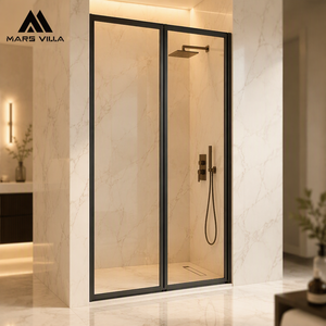 Porte de <span class=keywords><strong>douche</strong></span> <span class=keywords><strong>coulissante</strong></span> réglable Mars Villa Factory Chine OEM 135-150x190 cm avec cadre noir mat – Fabrication - Product Image 6