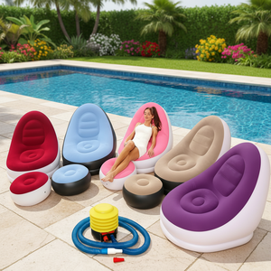 Modern Foldable <b>Inflatable</b> Lounger Sofa with Stool Foot Lightweight Exterior Use Air Furniture - Product Image 1