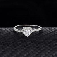 Bague de Fiançailles et de Mariage en Argent Sterling S925 Plaqué Rhodium, Motif Cœur, Tendance, Prix de Gros, Bijoux Haut de Gamme