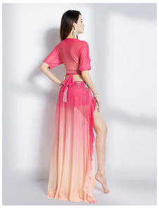 Nuevo Conjunto Completo de Falda Larga con Abertura Alta y Degradado de Color Macaron para <span class=keywords><strong>Danza</strong></span> del Vientre <span class=keywords><strong>Oriental</strong></span> - Product Image 3