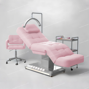 Nueva Cama de Belleza Eléctrica de Cuero Rosa con 3 Motores y Calefacción para Salón de Belleza Facial de Lujo y Cama para Pestañas con Lámpara - Product Image 2
