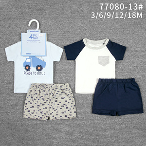 Abbigliamento Estivo per Bambini Tedmimak, Set 4 Pezzi in Cotone Comodo e Casual con Stampa Animalier per Neonati di 6 <span class=keywords><strong>Mesi</strong></span>, Maniche Corte - Product Image 2