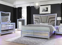 Hochwertige 5 Stück Luxus Spiegel möbel Schlafzimmer Set King Size Silber rahmen Schlafzimmer Spiegel bett