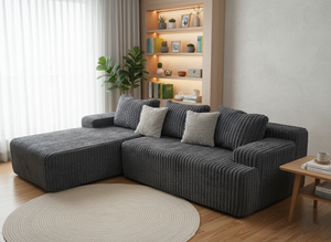 Divano Modulare Sezionale a Forma di L in Velluto a Coste, Divano Letto Italiano Compresso Sottovuoto, Arredamento Confortevole per la Casa - Product Image 6