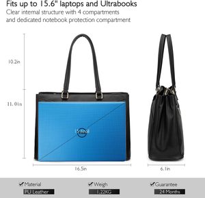 Máy Tính Xách Tay Tote Túi Cho Phụ Nữ 15.6 Inch Không Thấm Nước Da Túi Máy Tính Kinh Doanh Văn Phòng Làm Việc Cặp Màu Đen - Product Image 4