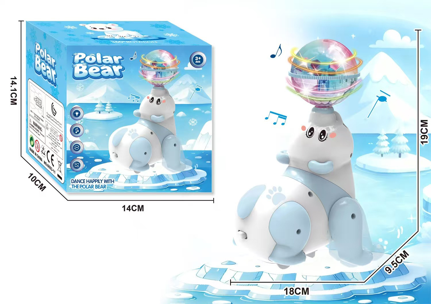 Electric rotating top ball polar bear