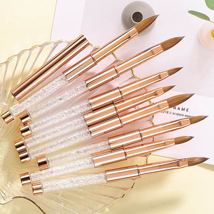 Pinceau à ongles en polygel et acrylique avec manche en métal doré et logo personnalisé, 100% poils de Kolinsky Sable purs, pour poudre acrylique, manucure - Product Image 3