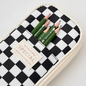 Nouvelle Arrivée Transfrontalière : Trousse à Crayons à Motif Écossais Grande Capacité, Organisateur de Bureau pour Étudiants, Double Fermeture Éclair, École et Bureau - Product Image 3