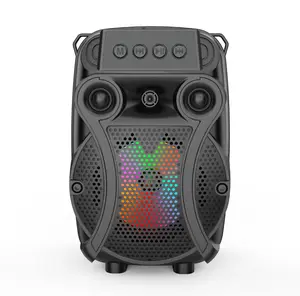 Speaker silinder lampu LED, Subwoofer Karaoke dengan mikrofon tanpa kabel Speaker Audio rumah