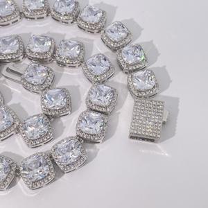 Tianyu Gems <b>tennis</b> <b>chain</b> necklace silver and inlaid with large cubic zirconia trendy hip-hop jewelry - Product Image 2