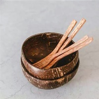 Ensemble de bols et de cuillères décoratif à la main, 100% pièces, en noix de coco, Non toxique, naturel, écologique et réutilisable