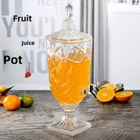 Pichet à eau froide en verre cristal gaufré épaissi de style nordique avec robinet, grand récipient à jus, baril à boissons, cola, bière, sans BPA