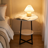 Table basse gigogne en bois avec structure métallique - Écologique, durable, facile à nettoyer, design moderne pour salon et chambre