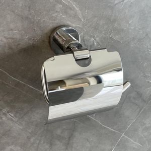Porte-papier toilette moderne en acier inoxydable avec étagère de rangement, fixation murale étanche, finition chromée polie pour salles de bain d'hôtel - Product Image 1