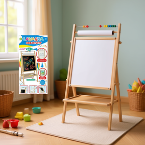 ลาวานก้า ครีเอทีฟตี้ 3 in 1 ขาตั้งไม้พร้อมไวท์บอร์ดและกระดานดำสำหรับเด็กวาดภาพและเขียน - Product Image 3