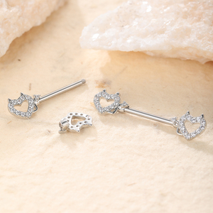 Diablo 14G Acero quirúrgico 316L Forma <span class=keywords><strong>de</strong></span> corazón Pezón Barbell CZ Pezón <span class=keywords><strong>Piercing</strong></span> Joyería para Mujeres Hombres <span class=keywords><strong>Pecho</strong></span> <span class=keywords><strong>Piercing</strong></span> para el cuerpo Joyería - Product Image 2