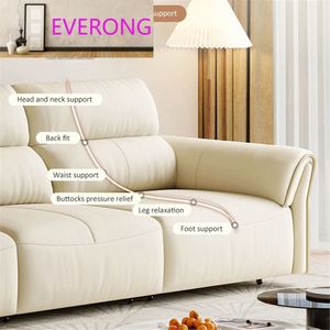 Canapé-lit électrique multifonctionnel, design moderne et épuré, avec télécommande, en cuir de vachette <span class=keywords><strong>première</strong></span> couche, canapé capsule spatiale de <span class=keywords><strong>première</strong></span> <span class=keywords><strong>classe</strong></span> - Product Image 5