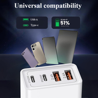 Chargeur mural rapide 4 ports PD QC3.0 64W total, double USB Type C, meilleur adaptateur d'alimentation pour téléphone 20W, prise US EU UK AU