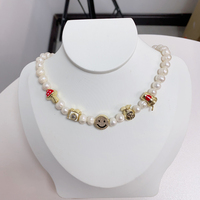 Mode femme bijoux perle perles tasse argent sac sourire caméra champignon pendentifs collier bijoux pour femmes hommes accessoires