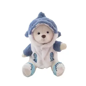DL2149可爱熊毛绒装饰泰迪娃娃圣诞动物毛绒玩具穿毛绒连帽衫
