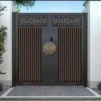 Puerta de jardín de aluminio eléctrica de alta calidad impermeable Control remoto modelo 3D puerta corredera elegante diseño de valla de jardín frontal
