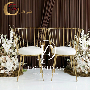 TSFEIDAO Modern Gold Metal Hotel Chair White <b>Cushion</b> Open <b>Back</b> Tapered Leg Indoor Commercial Furniture - Product Image 4