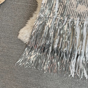 Mùa hè Sequins căng cao eo đầu gối cao tua váy bó sát phụ nữ - Product Image 5