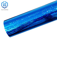 Film DTF PET 32cm x 100m Couleurs Métalliques Holographiques Effet Œil de Chat Bleu, Colle UV, Bronzage, Laminage, Estampage à Froid, Feuille d'Or