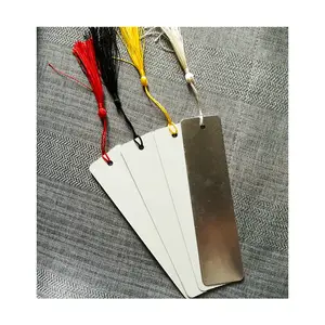 Gloss White Single Double Sided Sublimation Aluminum Bookmarks Blank Sublimation Metal Book Marks With Tassels