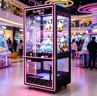 Machine à griffes distributrice de prix pour enfants et adultes, machine à grue moderne en métal noir, à monnayeur, jeu de compétences pour carnaval