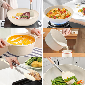 ชุดเครื่องครัวเคลือบเซรามิกกันติด 12 ชิ้น คุณภาพสูง ทำจากอะลูมิเนียม พร้อมฝาแก้ว - Product Image 6