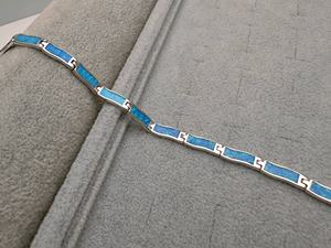 Bracelets de haute qualité en argent plaqué argent avec opale bleue synthétique, bijoux à la mode, bracelets à breloques religieux hawaïens de l'océan <span class=keywords><strong>Pacifique</strong></span> - Product Image 6