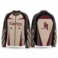 Blouson en maille épaisse de haute qualité pour motard, avec logo personnalisé, fermeture éclair intégrale, style vintage de course, pour usage quotidien, décontracté ou sportif