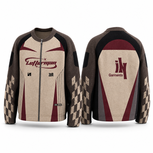 High Quality Heavyweight Biker Knit <b>Jacket</b> Wholesale Custom Logo Full Zip Sweater <b>Vintage</b> <b>Racing</b> Style for Daily Casual Sports - Product Image 6