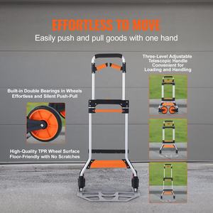 Chariot à main pliable Chariot DollyCm Chariot à bagages robuste avec poignée télescopique Roues PP + TPR pour la maison - Product Image 2