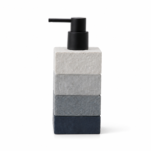 Ensemble de salle de bain moderne en résine gris ombré, accessoires à texture de pierre superposée pour comptoir - Product Image 3