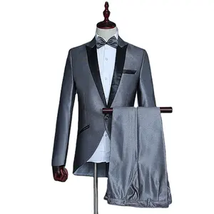 Блейзер средней длины для банкета и вечеринки, офисный костюм из двух предметов, оптовая продажа, свадебные смокинги, облегающие костюмы для мужчин