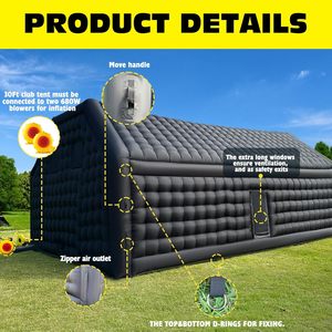 Tente <span class=keywords><strong>de</strong></span> discothèque gonflable noire 30x20x13 pieds avec deux souffleurs 680W, thème discothèque/disco pour anniversaires, événements scolaires, jardin - Product Image 5