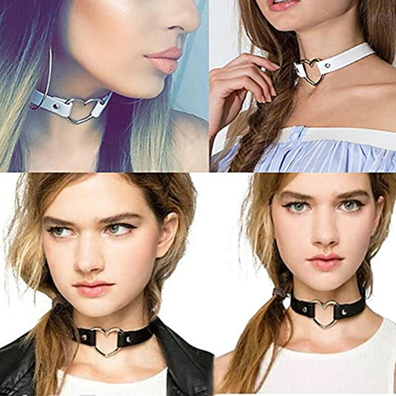 Wholesale Love Heart Adjustable Leather Choker Punk PU
