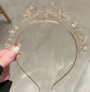 Serre-tête en métal DAMAI en forme d'étoile argentée et dorée avec strass pour mariage, Noël, anniversaire, adultes et enfants, décorations durables - Product Image 2