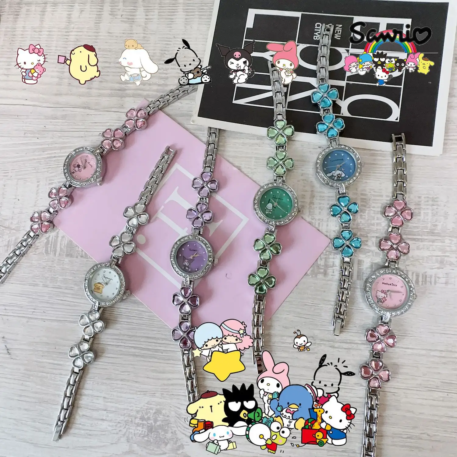 Nouvelle montre-bracelet Kuromi Hello Kitty en métal de haute qualité Montre pour femmes Montre pour enfants
