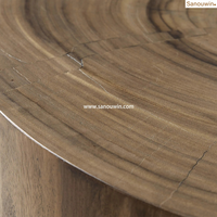 Table à thé d'extérieur haut de gamme, faite à la main, moderne, patinée, portable, plateau en chêne brun foncé, pour hôtels, parcs, appartements, villas
