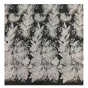 2023 New Bridal Tulle hạt ren lưới đính cườm và ngọc trai vải cho Dubai Wedding Dress Laser voan dệt - Product Image 1