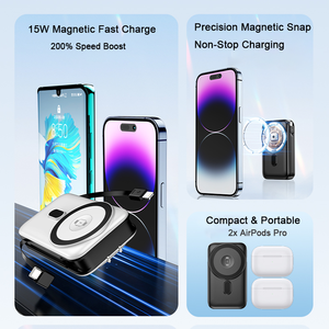 10000mAh Magnetic Wireless Power Bank 22.5W PD Fast Charge with Built-in <b>Cables</b> LED Digital Display Portable <b>Charger</b> - Product Image 6