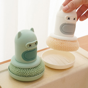 New Arrival Zenidoo Silver Kitchen Push-Type Automatic <b>Liquid</b> Pot Brush Cute Eco-Friendly <b>Silicone</b> Handy Gadget Cleaning - Product Image 3