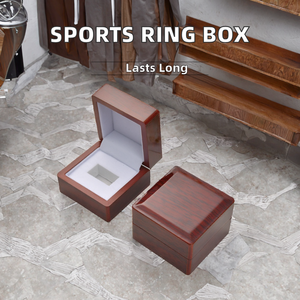 Champion's Wood <strong>Ring</strong> <strong>Box</strong> for Basketball Football <strong>Championship</strong> <strong>Rings</strong> -Elegant Printed <strong>Display</strong> Case Square Decor Sports Jewelry - Product Image 2