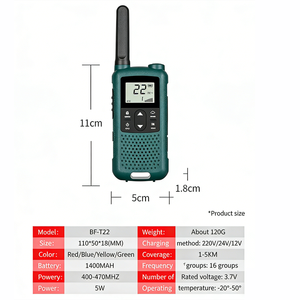 <span class=keywords><strong>Walkie</strong></span> <span class=keywords><strong>Talkie</strong></span> Bidireccional <span class=keywords><strong>PMR446</strong></span> sin Licencia para Adultos Mini BF-T22 con Potencia de 2W, 22 Canales y Alcance de 2-5km para Comunicación - Product Image 3