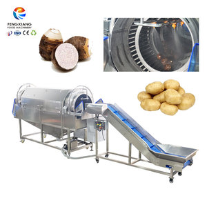 Laveuse rotative industrielle en acier inoxydable pour légumes racineux (gingembre, jicama, taro, pomme de terre), fruits et maïs, avec moteur pour le rinçage et l'élimination de la terre - Product Image 1