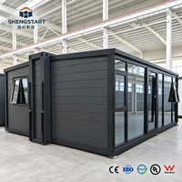 Maison conteneur extensible de 20 pieds, boutique préfabriquée portable, magasin modulaire moderne avec façade vitrée pour usage commercial