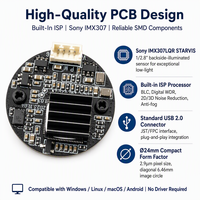 Modul Kamera Sony IMX307 STARVIS 2MP 1080P Papan PCB Bulat 24mm Lensa M12 Cahaya Rendah Plug and Play untuk Visi Mesin ADAS